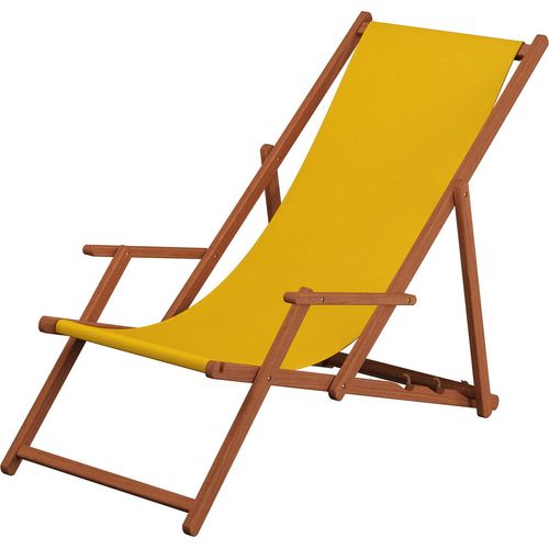 Liegestuhl gelb Gartenliege Tisch Deckchair Sonnenliege Gartenstuhl Massivholzmöbel 10-302 T