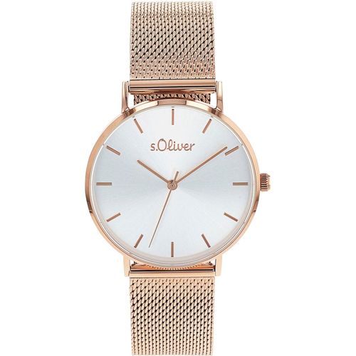 Quarzuhr S.OLIVER, rosa (roségoldfarben), Armbanduhren, Damen, Armbanduhr, Damenuhr, analog, Edelstahlarmband