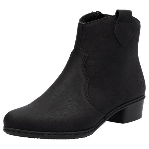 Westernstiefelette RIEKER, Damen, Gr. 39, schwarz, Lederimitat, unifarben, klassisch, Schuhe, Stiefelette, Cowboyboots, Blockabsatz, mit Innenreißverschluss, Topseller