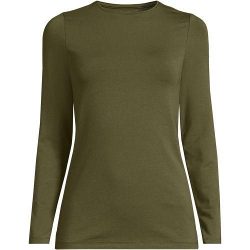 Shirt aus Baumwolle/Modal-Mix mit Rundausschnitt, Damen,  Grün, Baumwolle Modal, by Lands' End