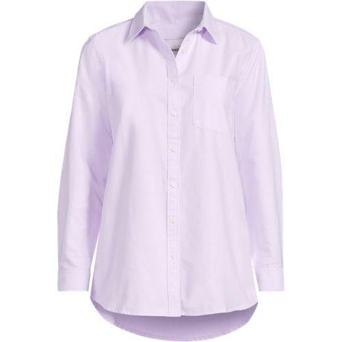 Langarm Oxford-Hemdbluse, Damen,  Lila, Baumwolle, by Lands' End