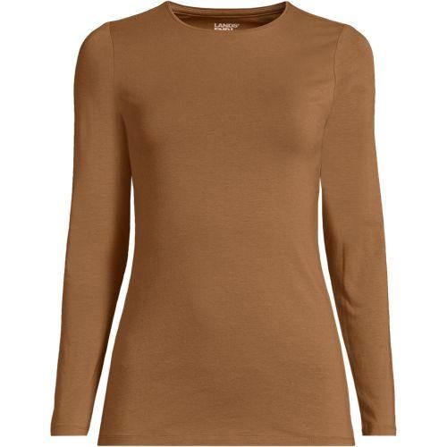 Shirt aus Baumwolle/Modal-Mix mit Rundausschnitt, Damen,  Beige, Elasthan/Baumwolle Modal, by Lands' End
