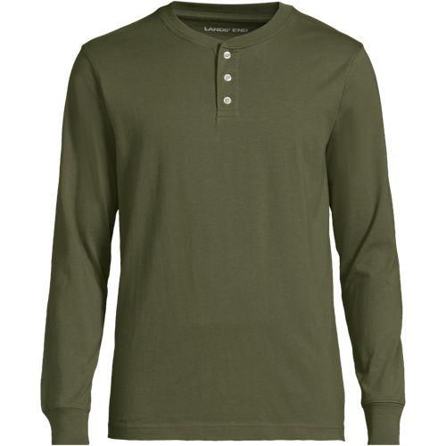 Super-T Langarm-Henleyshirt, Classic Fit, Herren,  Grün, Baumwolle, by Lands' End