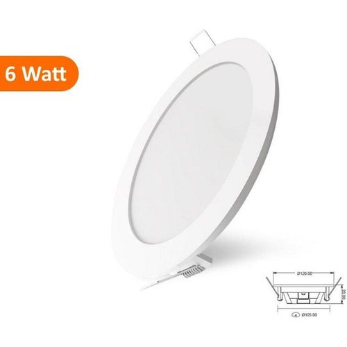 20x 6W LED Panel Deckenleuchte Einbauleuchte Kaltweiß 6500K 360 Lumen Rund mit eingebautem Trafo