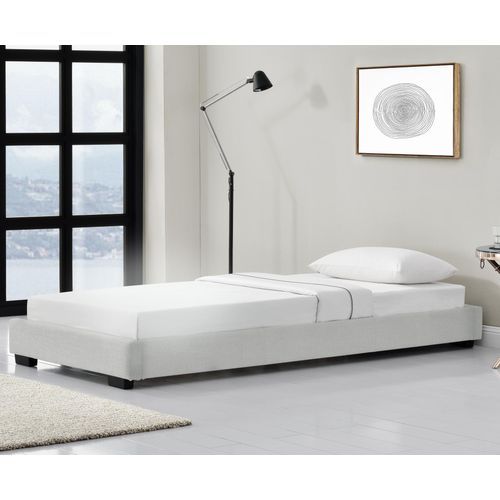 Kunstlederbett Polsterbett aus Kunstleder Bettgestell mit Lattenrost 90x200 cm Bett inkl. Lattenrahmen Einzelbett Jugendbett Kunstleder in Weiß Corium