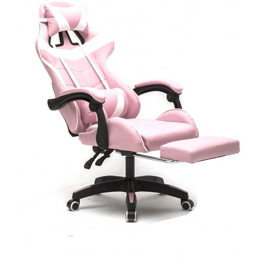 Gaming Stuhl mit Fußstütze Cyclone Teenagers - Bürostuhl - Racing Gaming Stuhl - Pink Weiß