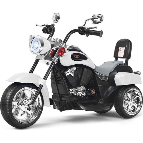 Elektromotorrad 6V, Kindermotorrad ab 3 Jahren, Elektro-Motorrad mit einstellbaren Scheinwerfern & Hupe & Pedalen (Weiß)