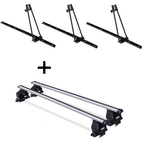 3x Fahrradträger ORION + Dachträger Menabo Tema kompatibel mit Peugeot 107 (5Türer) 2005-2014