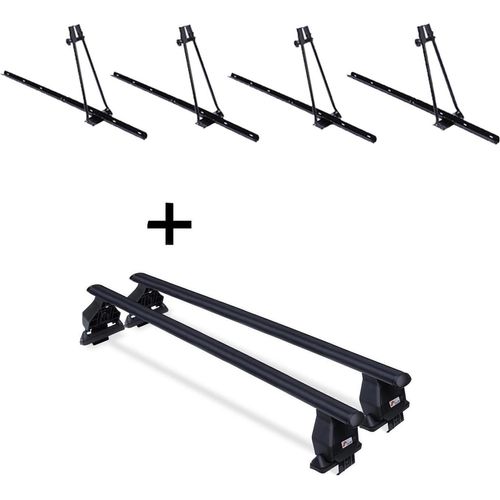 4x Fahrradträger ORION + Dachträger Menabo Tema Stahl kompatibel mit Peugeot 107 (5Türer) 2005-2014