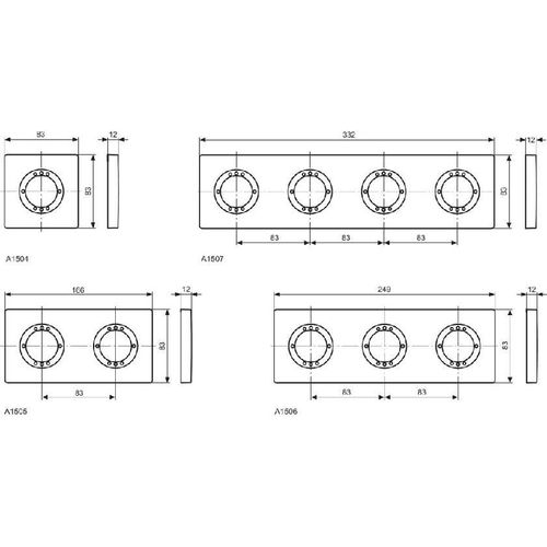 Ideal Standard IDS Rosette ARCHIMODULE 4-Loch, 100x349mm chrom