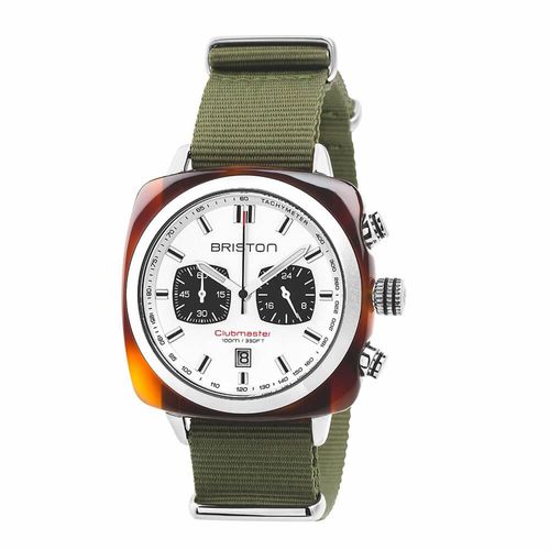 BRISTON Clubmaster Armbanduhr Quarz Sport Edelstahl Schildplatt Grün Uhren