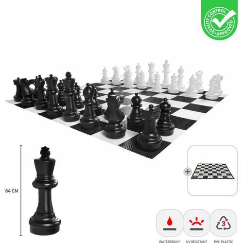 XXXL Giga Schachspiel, bis zu 124 cm hoch im Freien+Gummi Matte 490x490cm