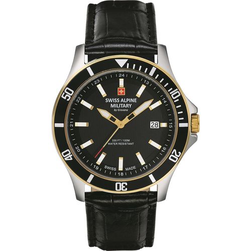 Swiss Alpine Military Herren Armbanduhr 42 mm Armband Leder 7022.1547