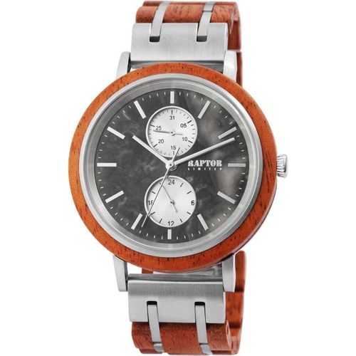 Raptor Armbanduhr Edelstahl Holzuhr braun silber Herren RA20278-004