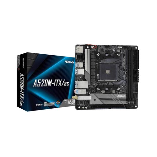 ASRock A520M-ITX/ac - AMD - Socket AM4 - 3rd Generation AMD Ryzen™ 3 - 3rd Generation AMD Ryzen 5 - 2nd Generation AMD Ryzen™ 7 - 3rd... - DDR4-SDRAM - 64 GB - DIMM