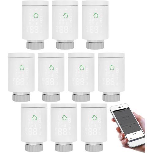 10X Tuya ZIGBEE3.0 Smart Heizkörperthermostat Thermostatventil Programmierbares Heizkoerperventil APP-Steuerung Sprachsteuerung Kompatibel mit Alexa Fensteroeffnungserkennung