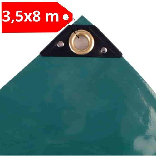 Abdeckplane mit Ösen 3,5 x 8m (28m²) 650 g/m² grün PVC Plane Gewebeplane Gartenplane