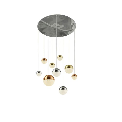 LED Hängeleuchte, chrom, messing, kupfer, D 60 cm