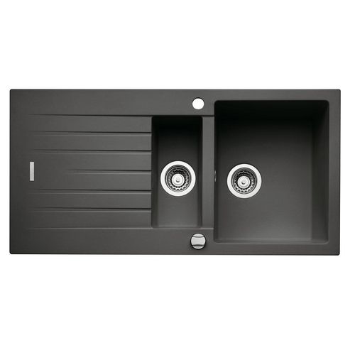NABER Spüle ANGOLA 150 in LAVA mit Drehexcentergarnitur verchromt / Auflagespüle / 60 cm Schrankbreite
