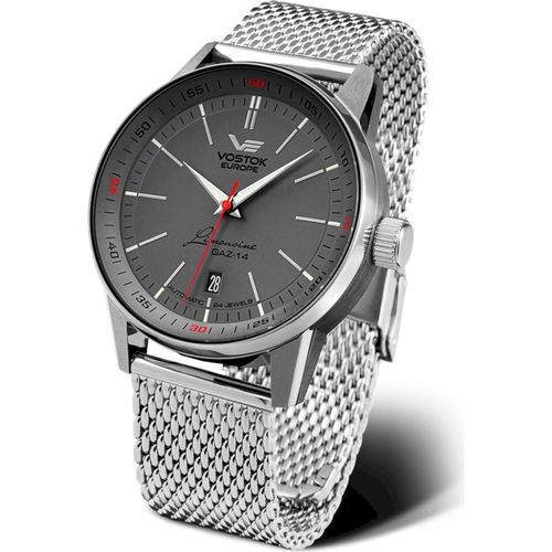Vostok Europe GAZ 14 Grau - Automatik Herrenuhr Limousine mit Edelstahlarmband (Milanaise) - NH35A-560A605