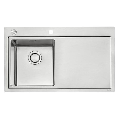 NABER 1014041 Spüle CORNO ORA mit Becken links und Druckknopfbedienung / 45er Schrankbreite / Edelstahl
