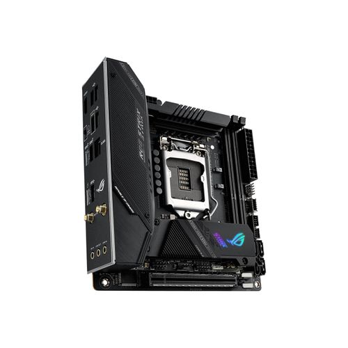 ASUS ROG STRIX Z590-I GAMING WIFI - Motherboard - Mini-ITX - LGA1200-Sockel - Z590 Chipsatz - USB-C Gen2, USB 3.2 Gen 1, USB 3.2 Gen 2, USB-C Gen 2x2 - 2.5 Gigabit LAN, Wi-Fi - Onboard-Grafik (CPU erforderlich)