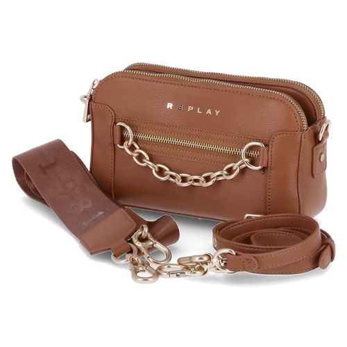 REPLAY Damen Umhängetasche FW3095 Lederimität Cognac