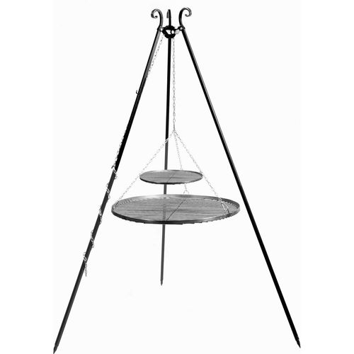 CookKing 112445 Schwenkgrill 180cm - Doppelrost aus Edelstahl 70cm + 40cm