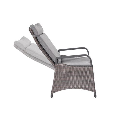 LC Garden »Komido« Positionsstuhl omega braun 61x59x110cm aus handgeflochtenem Polyrattan inkl. Sitzkissen