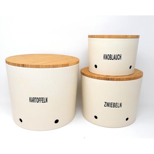 3er Set Zwiebel-, Knoblauch- & Kartoffeltopf creme weiß Magu Natur Design