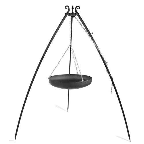 Wok am Dreibein, 200 cm Höhe, Rohstahl, 60 cm Durchmesser