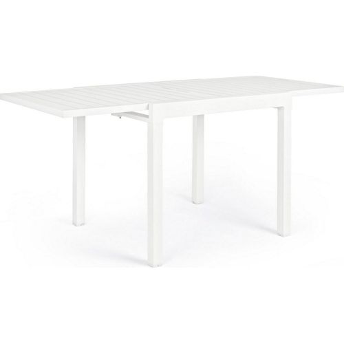 Ausziehtisch Pelagius 83 / 166 x 80 cm aus Aluminium weiß pulverbeschichtet
