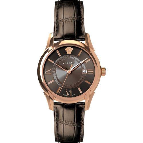 Versace VEUA00420 Apollo Gent roségold braun Leder Armband Uhr Herren NEU