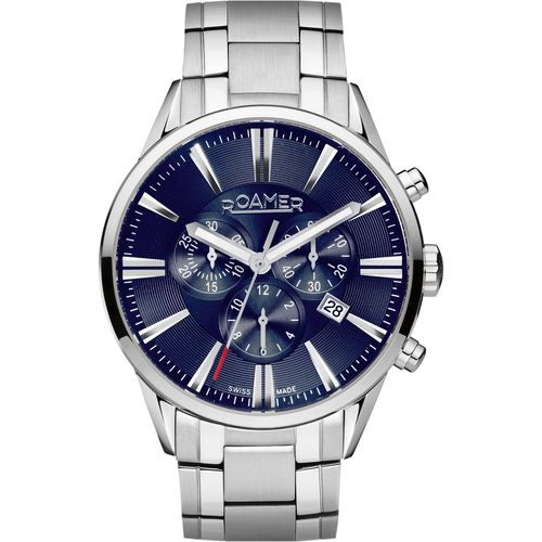 Roamer 508837 41 45 50 Superior Chrono silber blau Edelstahl Herren Uhr NEU