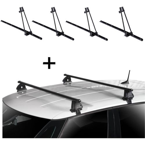 4x Fahrradträger ORION + Dachträger VDP EVO Stahl kompatibel mit Fiat 500 3 Türer ab 2007