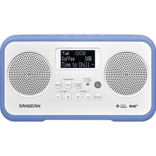 Sangean DPR-77, kompaktes DAB+ Radio mit stabilem Gehäuse in blau/weiß