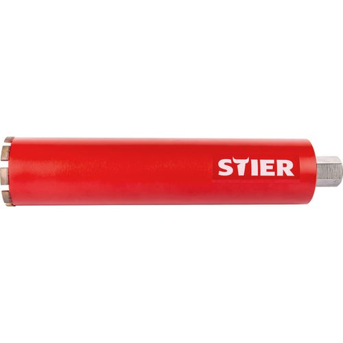 STIER Nass-Diamantbohrkrone, Ø 112 mm, 1 1/4 Zoll Aufnahme, Nutzlänge 410 mm, für Stahlbeton, Naturstein, Kunststein, präzises Bohrwerkzeug für Facharbeiten