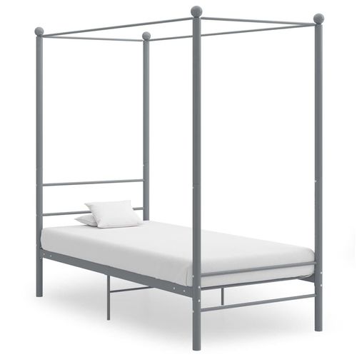 vidaXL Himmelbett Grau Metall 90x200 cm - Bettrahmen - Metall-Bettrahmen - Bett - Betten
