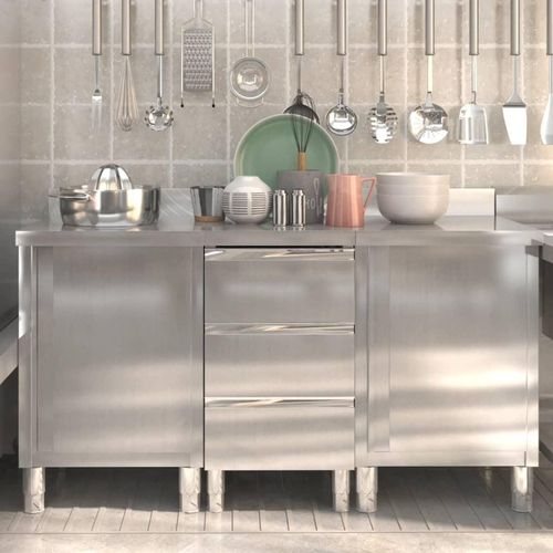 Gastro-Küchenschränke 3 Stk. Edelstahl , Esstische Design 2024