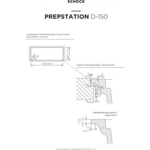 Schock Unterbauspüle Cristadur Prepstation D-150 U Green Line Dusk DSK Exzenterbedienung