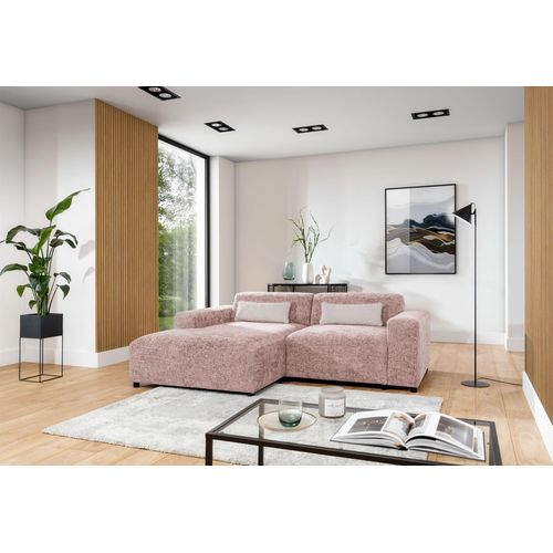 Ecksofa Designersofa ROMY XS in Stoff Enjoy Me Rosa Ottomane Links