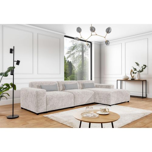 Ecksofa Designersofa ROMY MAX in Stoff Enjoy Me Creme Ottomane Rechts