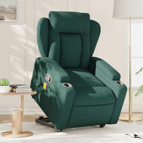 Massagesessel mit Aufstehhilfe Dunkelgrün Stoff 3204500