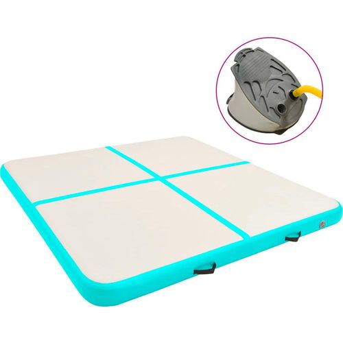 Möbel Aufblasbare Gymnastikmatte mit Pumpe 200x200x15 cm PVC Grün DE34168