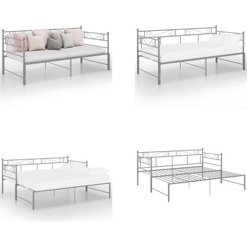 vidaXL Ausziehsofa Bettgestell Grau Metall 90x200 cm - Schlafsofa-Gestell - Schlafsofas-Gestelle - Schlafsofa-Rahmen - Sofa Mit Ausziehbett