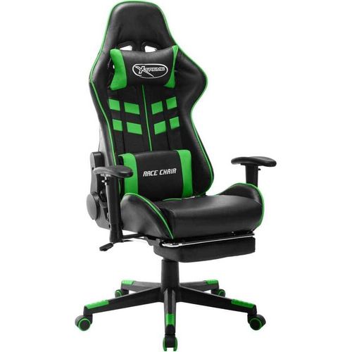 Gaming-Stuhl mit Fußstütze Schwarz und Grün Kunstleder