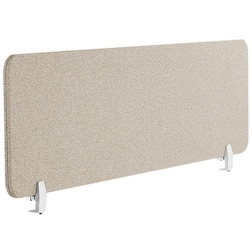 BELIANI Schreibtisch Trennwand Beige Stoff PET Kunststoff 130 x 40 cm zum Aufstellen Klemmen Schallschutz Sichtschutz Pinnwand Büro Home Office