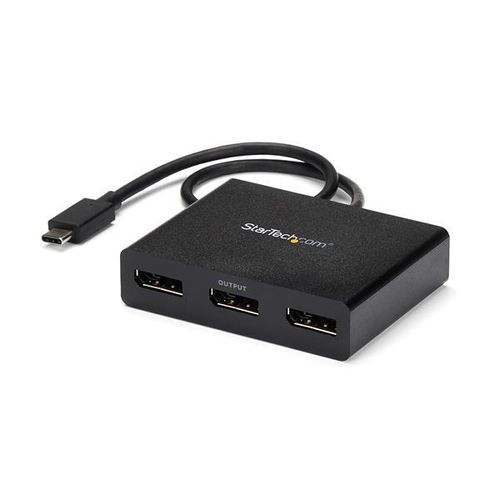 StarTech.com 3-Port USB-C Multi-Monitor Adapter, USB-C auf 3x DisplayPort 1.2 MST Hub, Dreifach 1080p 30Hz DP Laptop Display Extender / Splitter, extra langes integriertes Kabel - nur Windows