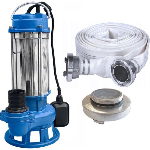 Set IBO Tauchpumpe Furiatka 2 V1500 230V mit Zerkleinerer + 30m Schlauch + 2