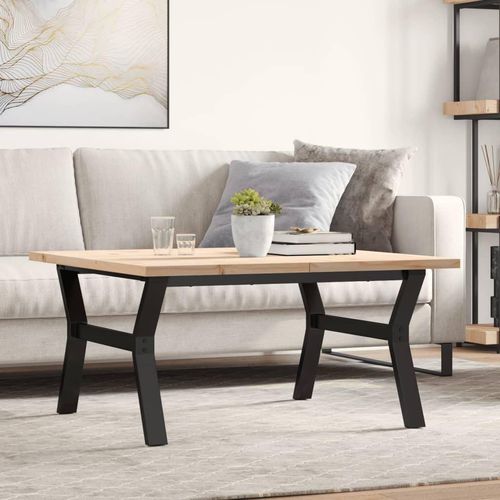 Couchtisch Y-Gestell 90x90x45,5cm Massivholz Kiefer & Stahl